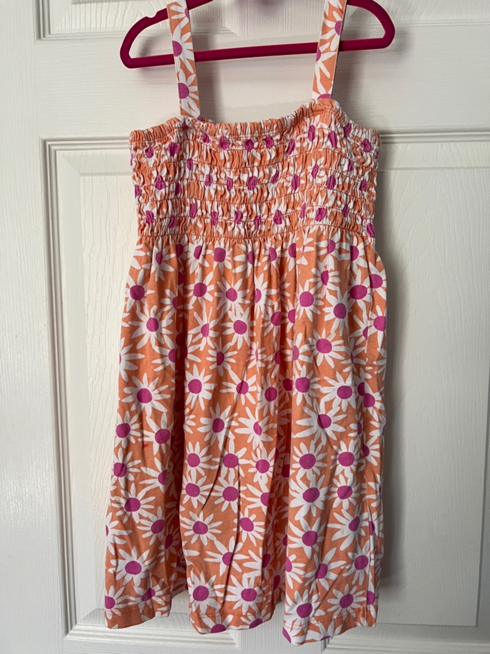Hanna Andersson Peach Dress with White and Pink Daisy Print